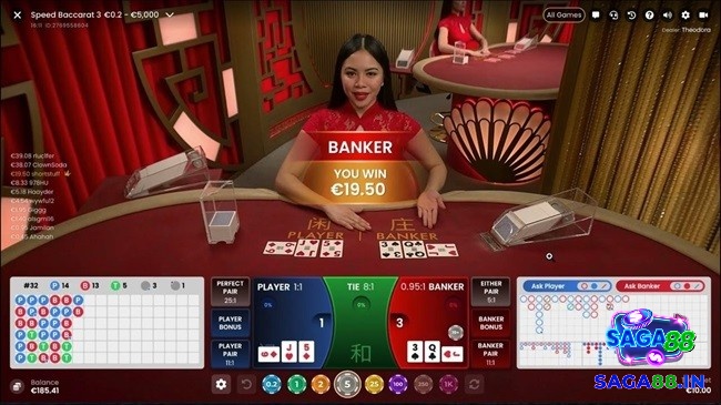 Cửa cược Banker trong Speed Baccarat có tỷ lệ chiến thắng cao với mức thưởng giảm 5% hoa hồng