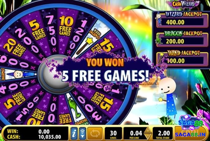 Tính năng vòng quay miễn phí trong slot Cash Wizard 