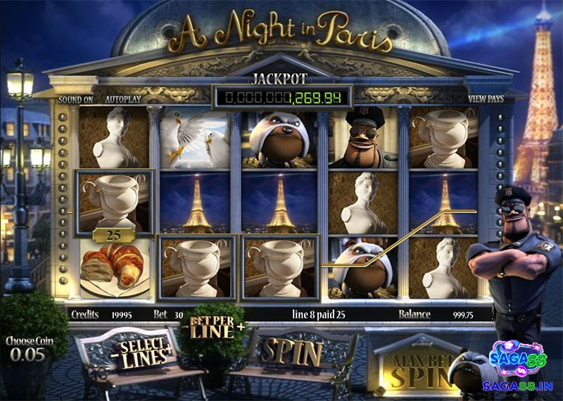 A Night In Paris slot có đồ hoạ bắt bắt lấy bối cảnh ở nước Pháp