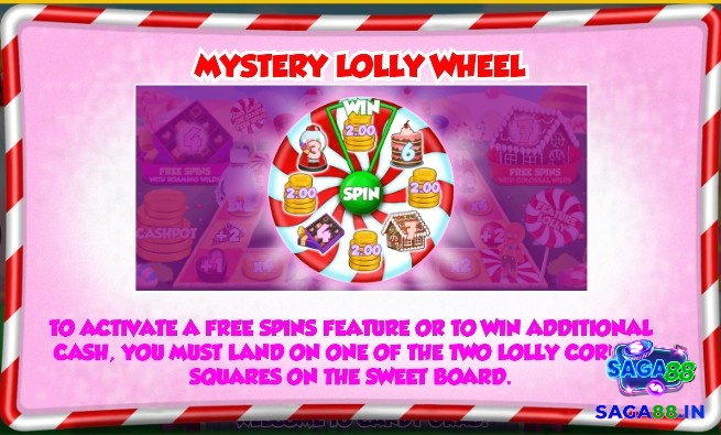 Nhấn nút Spin ở giữa vòng quay sẽ giúp bạn mở thưởng trong Mystery Lolly Wheel