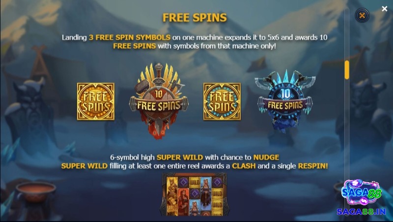 Free Spin được kích hoạt khi quay được từ 3 biểu tượng Scatter Free Spin