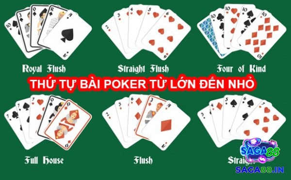 Danh sách các hand bài Poker trong cách chơi poker 2 lá