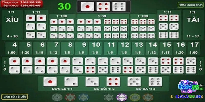 Các loại cược có trong game tài xỉu
