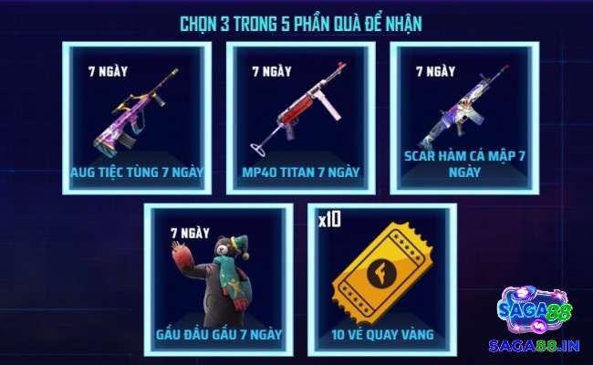 Đủ kinh nghiệm vào web chọn 3/5 quà hấp dẫn