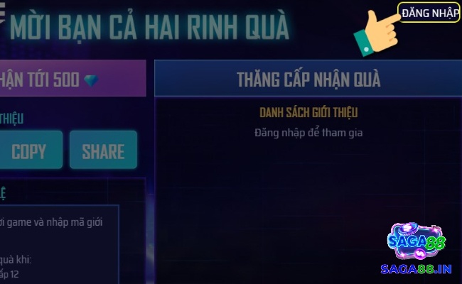 Vào trang “Mời bạn bè rinh quà” và đăng nhập