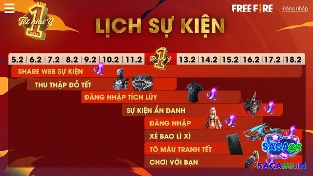 Sự kiện Free Fire mới nhất, nhận quà hot mỗi ngày
