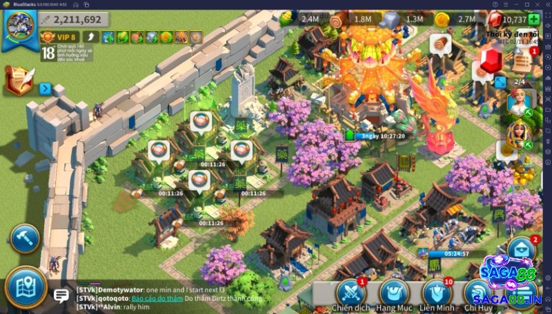 Hệ thống guild trong Rise of Kingdoms với các hoạt động xây dựng lãnh địa, raid boss và chiến tranh liên minh.