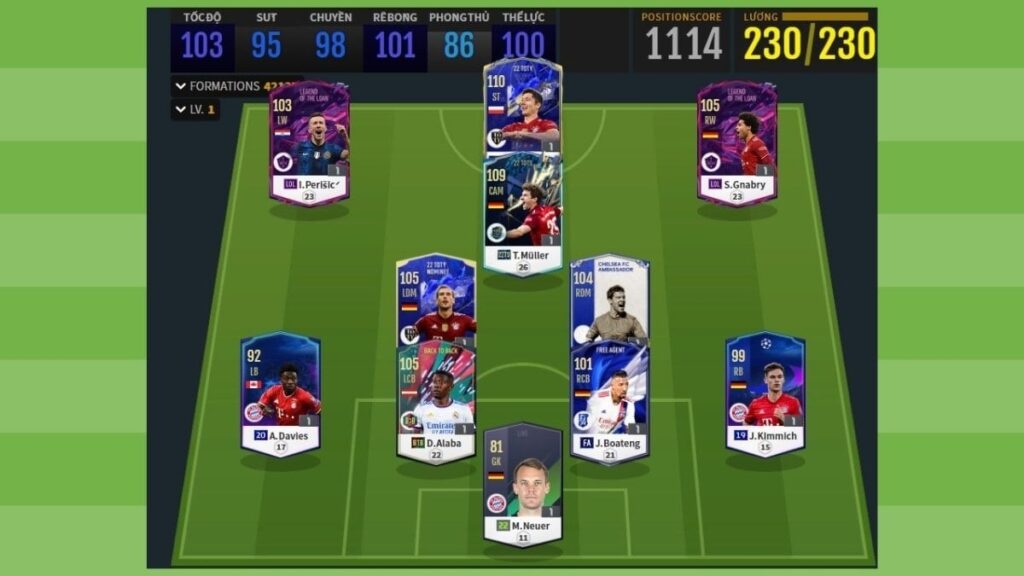 Danh sách cầu thủ Bayern Munich FO4 hay nhất mọi mùa giải