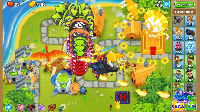 Các tháp khỉ chống lại làn sóng bóng bay trong game mobile chiến thuật hay nhất Bloons TD 6 mang đến trải nghiệm chiến thuật vui nhộn.