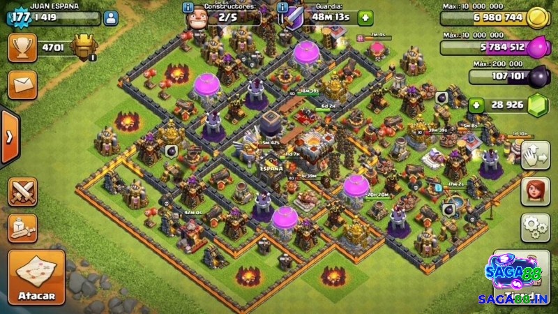 Căn cứ và đội quân trong Clash of Clans thể hiện phong cách chiến thuật đỉnh cao của game thủ toàn cầu.