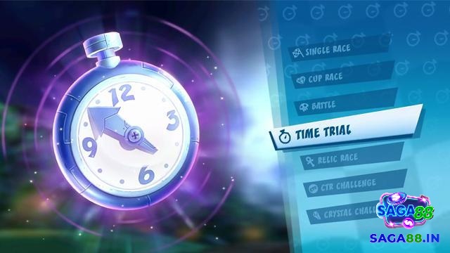 Cảnh chọn time trial và bảng thời gian, gợi lối chơi thiên về tối ưu