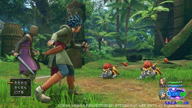 Giao diện chiến đấu theo lượt với lựa chọn lệnh, hiệu ứng kỹ năng và đội hình party