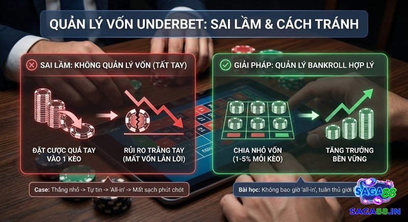 Hướng dẫn tránh sai lầm không quản lý bankroll Underbet là gì và áp dụng chia nhỏ vốn để đạt tăng trưởng bền vững
