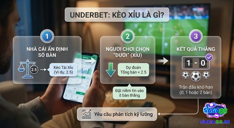 Quy trình 3 bước hiểu đúng kèo Xỉu Underbet là gì bóng đá từ nhà cái ấn định tỷ lệ đến kết quả thắng khi tổng bàn < 2.5