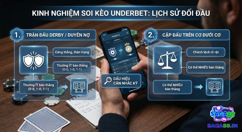 Kinh nghiệm soi kèo Underbet là gì: Phân tích lịch sử đối đầu, nhận diện trận derby ít bàn và cặp đấu chênh lệch nhiều bàn