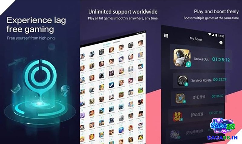 Giao diện UU Game Booster hỗ trợ tối ưu mạng và hiệu năng khi chơi game trên Android