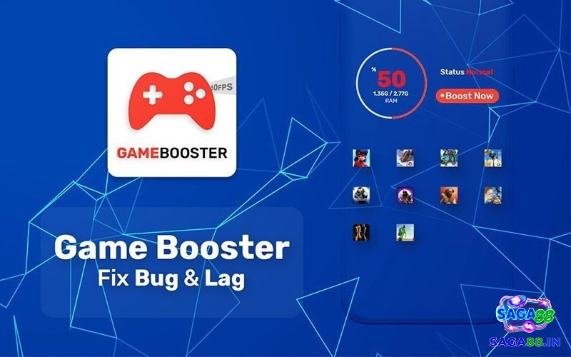Giao diện ứng dụng Game Booster trên điện thoại Android với công cụ tối ưu hiệu năng game