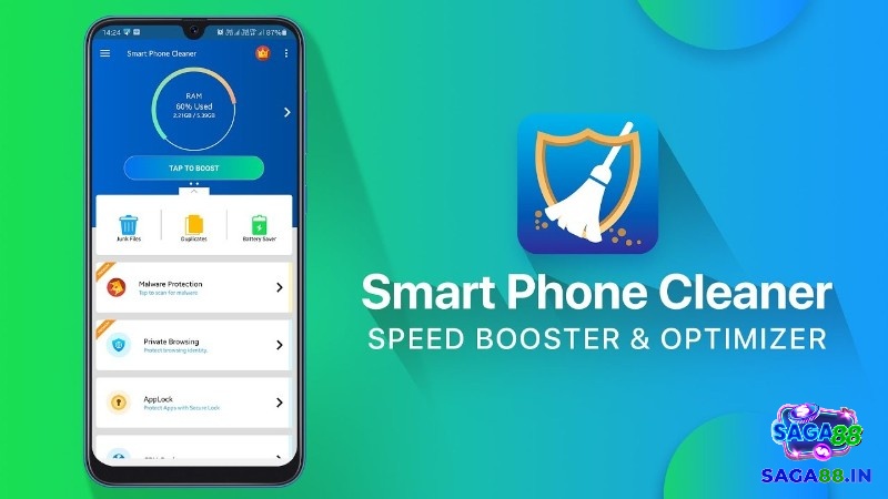 Giao diện Smart Phone Cleaner với các tính năng dọn bộ nhớ và tối ưu hiệu năng Android