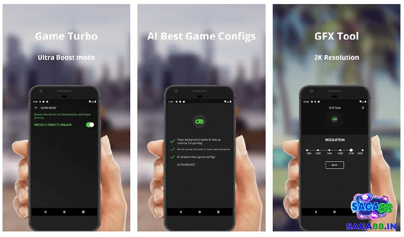 Ứng dụng Game Booster 4x Faster Free với các tùy chọn tăng tốc và chỉnh đồ họa game