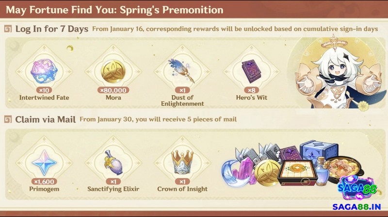 Giao diện banner, Nguyên Thạch và phần thưởng từ Bí Cảnh trong một phiên chơi