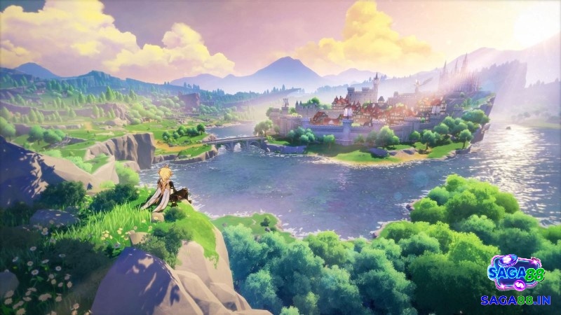 Phong cách anime sáng, hiệu ứng nguyên tố rõ và cảnh quan có bản sắc riêng giúp Teyvat luôn dễ nhận diện