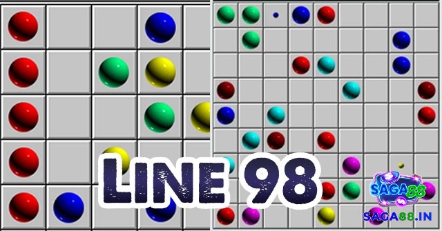 Giao diện 2D Line 98 với viên bi màu trên nền sáng