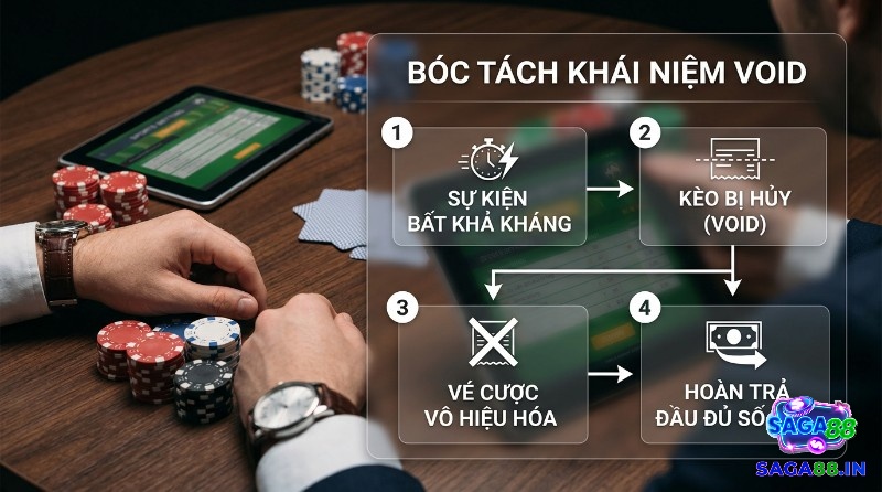 Giải thích khái niệm void trong thể thao là gì trong trò chơi xác suất: sự kiện bất khả kháng khiến kèo hủy, vé cược vô hiệu hóa, hoàn trả tiền cược