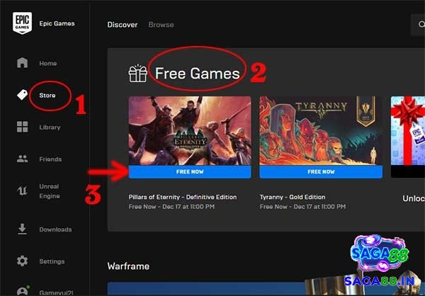Epic Games Store minh họa cách tìm và nhận trò chơi qua cửa hàng PC